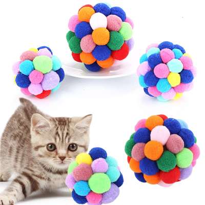 Dropshipping Maw and Paw Pet Cat Toy Colorful Handmade Bouncy Ball Interactive Toy Cat Plush Set Cat Toys Interactive Mimi Toys